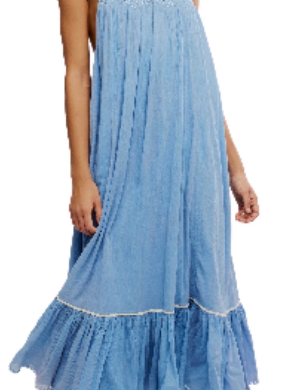 Free People Sky Blue Sleeveless Maxi Dress with Ruffle Hem